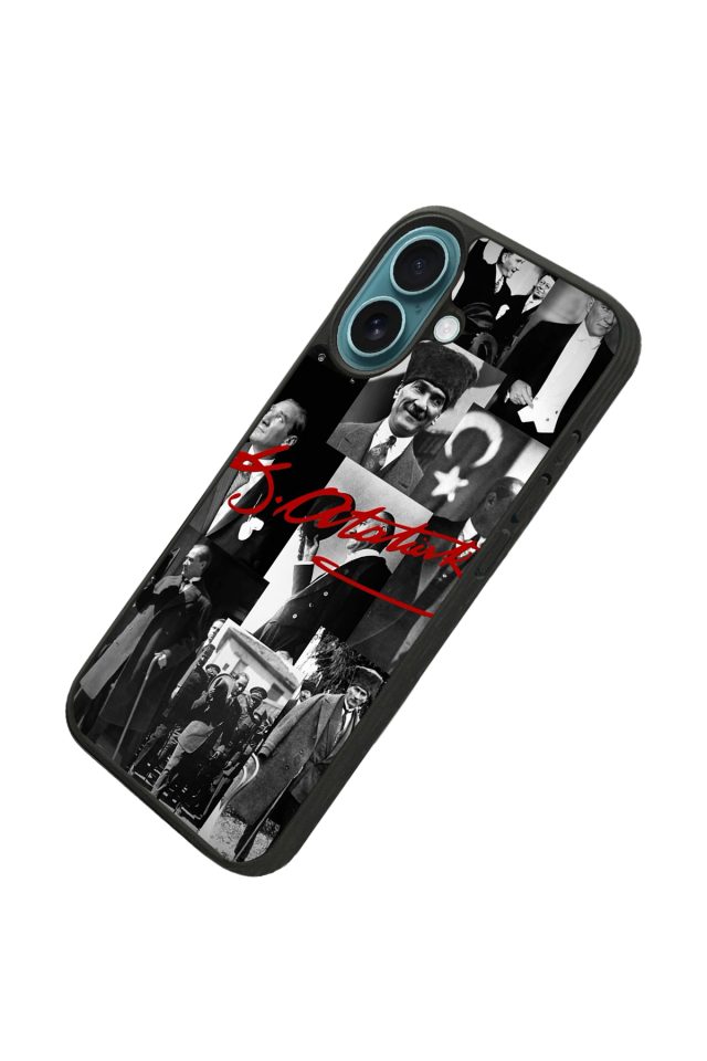 iPhone 16 Plus Uyumlu Mustafa Kemal Ataturk Tasarımlı Glossy Premium Kılıf