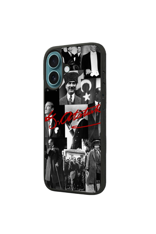 iPhone 16 Plus Uyumlu Mustafa Kemal Ataturk Tasarımlı Glossy Premium Kılıf