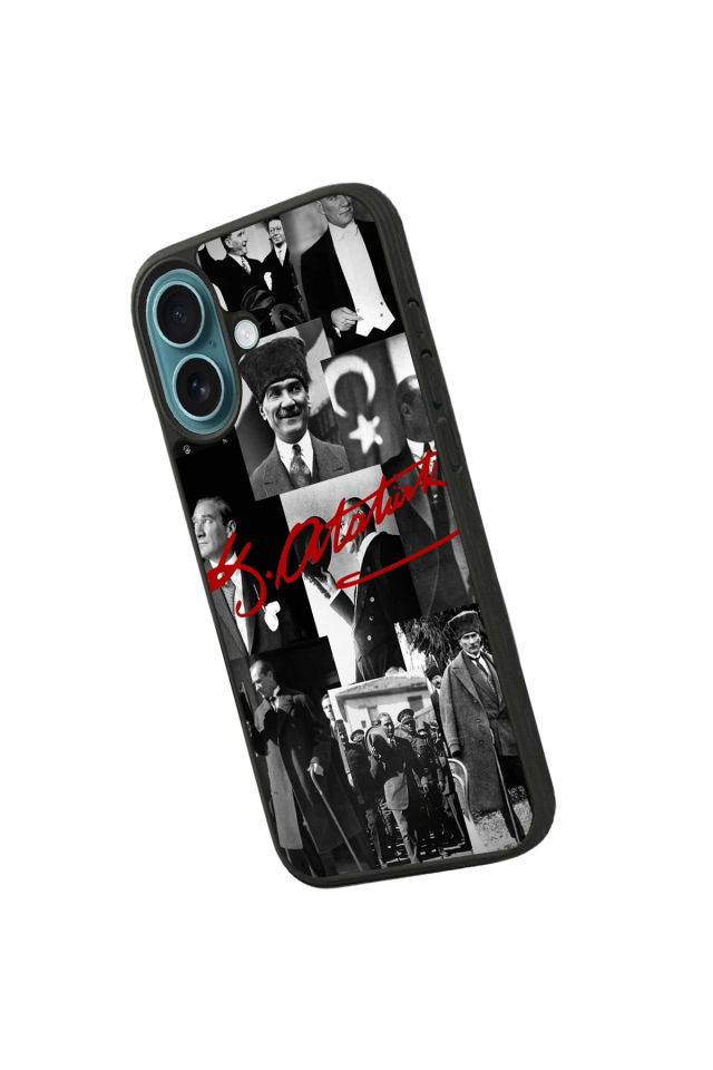 iPhone 16 Plus Uyumlu Mustafa Kemal Ataturk Tasarımlı Glossy Premium Kılıf