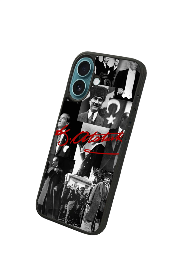 iPhone 16 Plus Uyumlu Mustafa Kemal Ataturk Tasarımlı Glossy Premium Kılıf