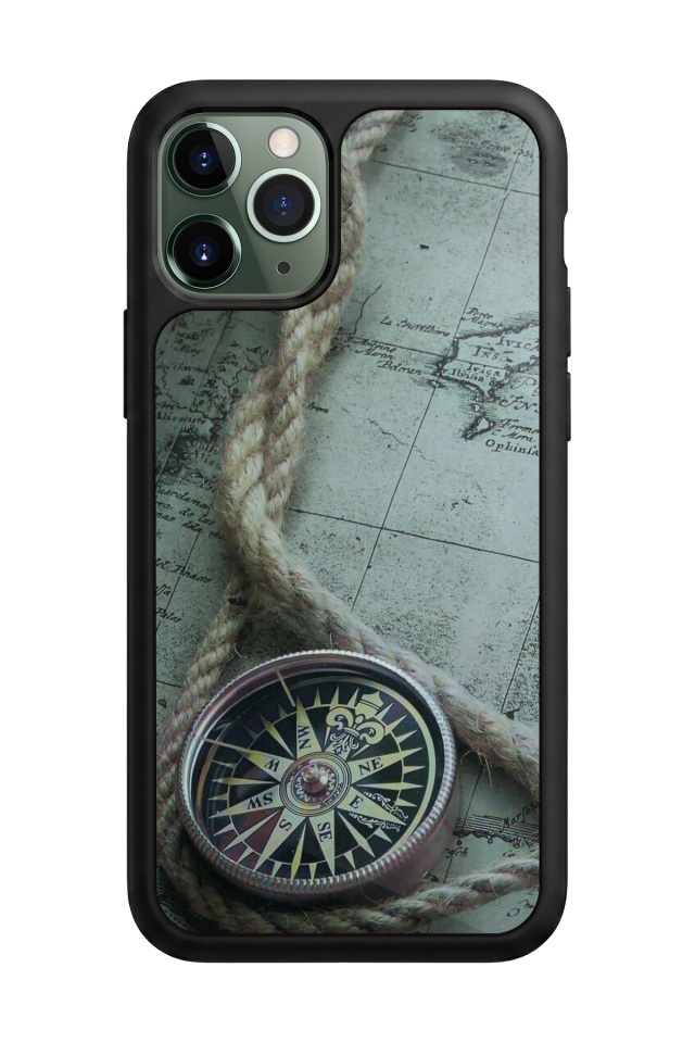 iPhone 11 Pro Uyumlu Pusula Tasarımlı Glossy Premium Kılıf