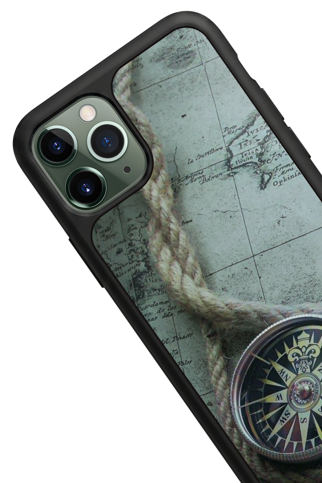 iPhone 11 Pro Uyumlu Pusula Tasarımlı Glossy Premium Kılıf