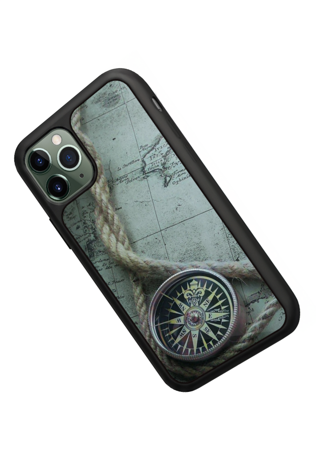 iPhone 11 Pro Uyumlu Pusula Tasarımlı Glossy Premium Kılıf