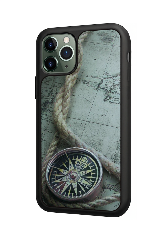 iPhone 11 Pro Uyumlu Pusula Tasarımlı Glossy Premium Kılıf