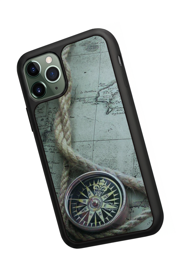 iPhone 11 Pro Uyumlu Pusula Tasarımlı Glossy Premium Kılıf