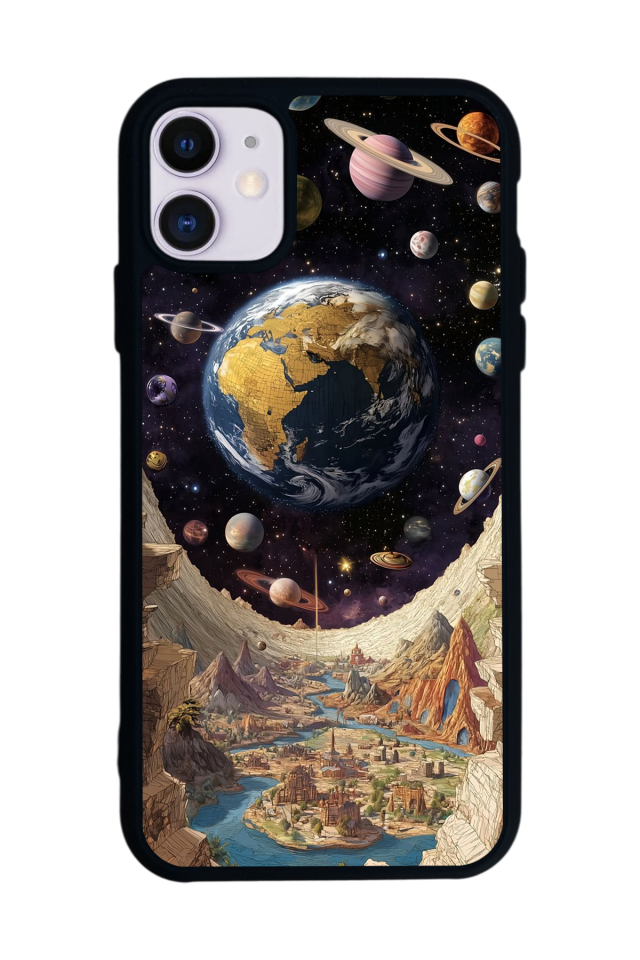 iPhone 11 Uyumlu Uzay Tasarımlı Glossy Premium Kılıf