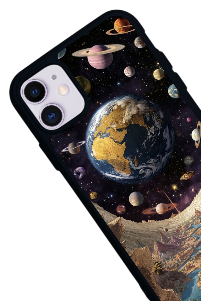 iPhone 11 Uyumlu Uzay Tasarımlı Glossy Premium Kılıf
