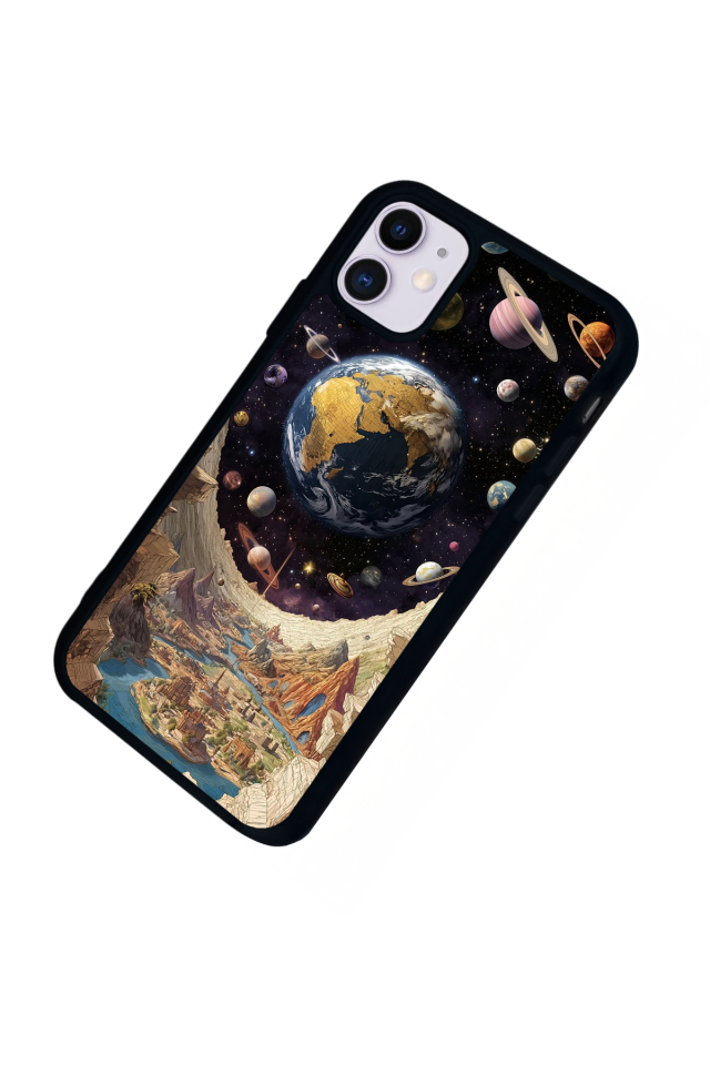 iPhone 11 Uyumlu Uzay Tasarımlı Glossy Premium Kılıf