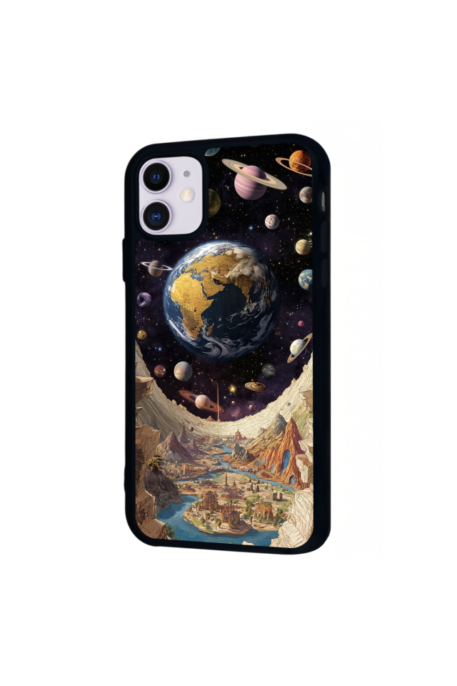 iPhone 11 Uyumlu Uzay Tasarımlı Glossy Premium Kılıf