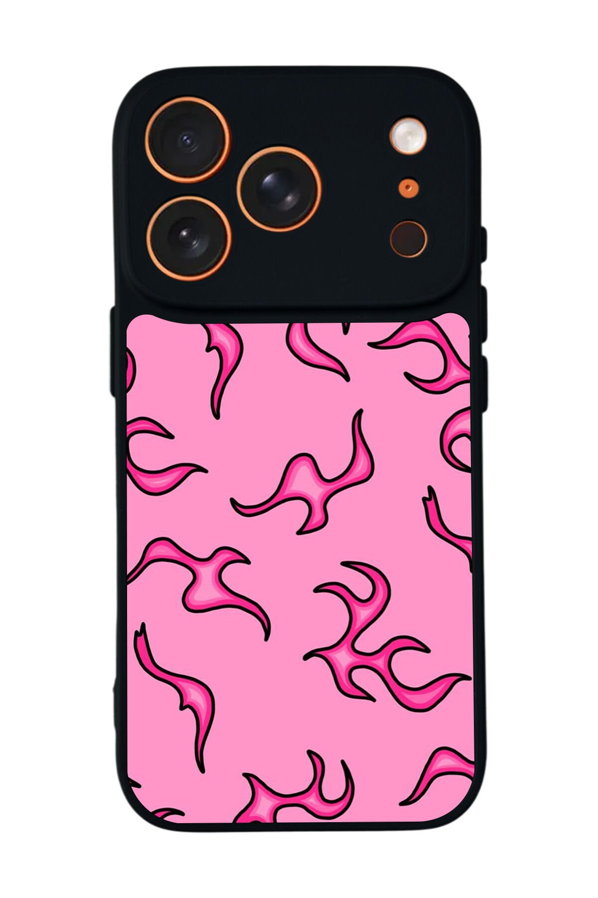 iPhone 17 Pro Max Uyumlu Retro Flame Patterns Tasarımlı Glossy Premium Kılıf