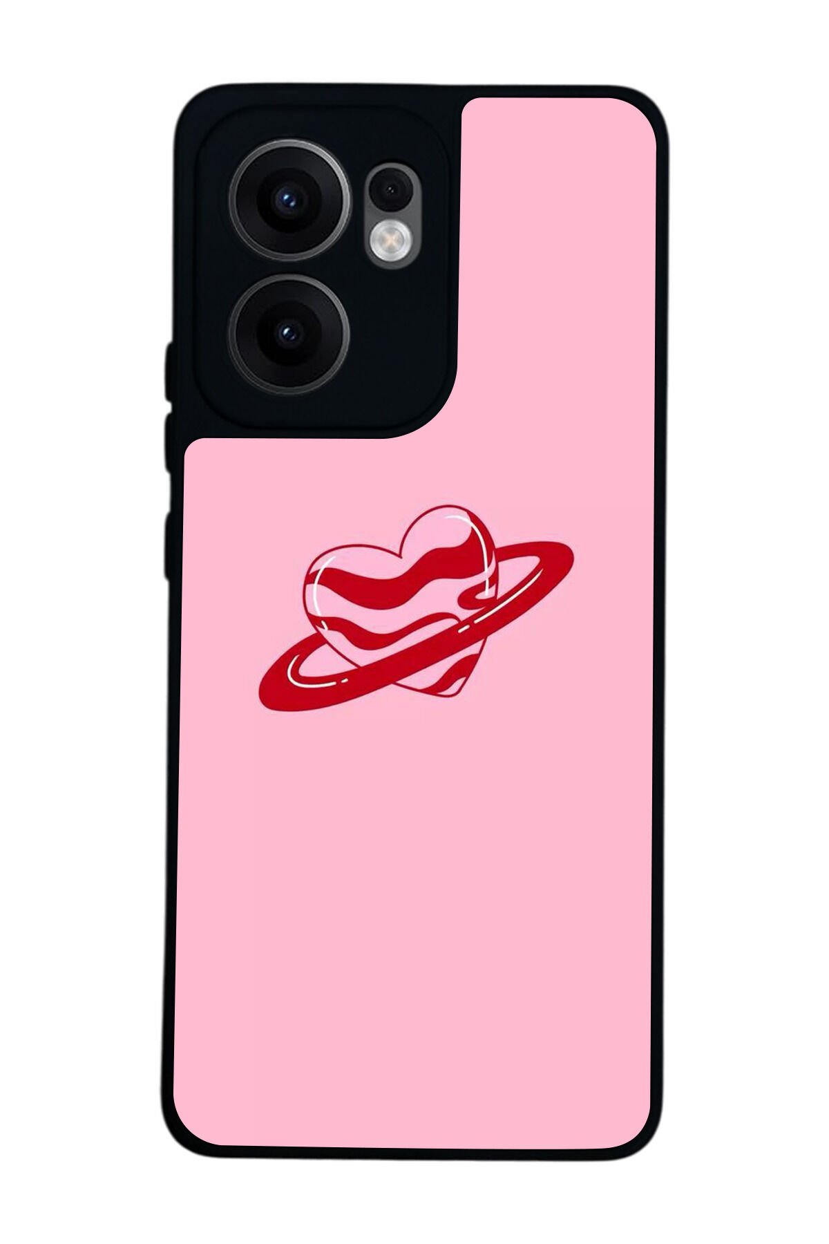 Oppo Reno 13F Uyumlu Kalp Love Tasarımlı Glossy Premium Kılıf