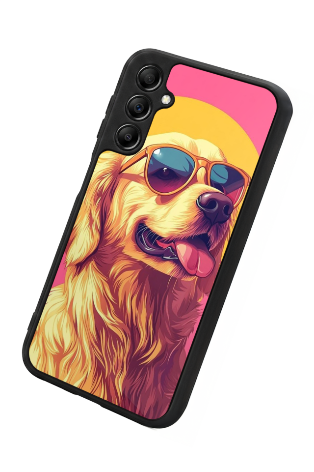 Samsung Galaxy A14 Uyumlu Golden Kopek Tasarımlı Glossy Premium Kılıf
