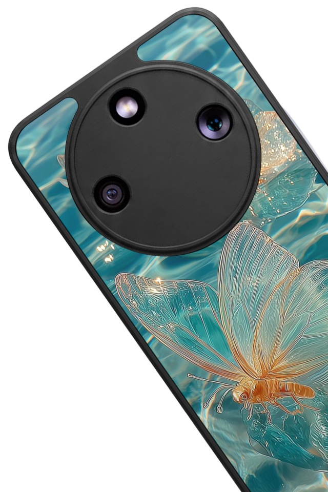Honor Magic 8 Lite Uyumlu Kelebek Tasarımlı Glossy Premium Kılıf