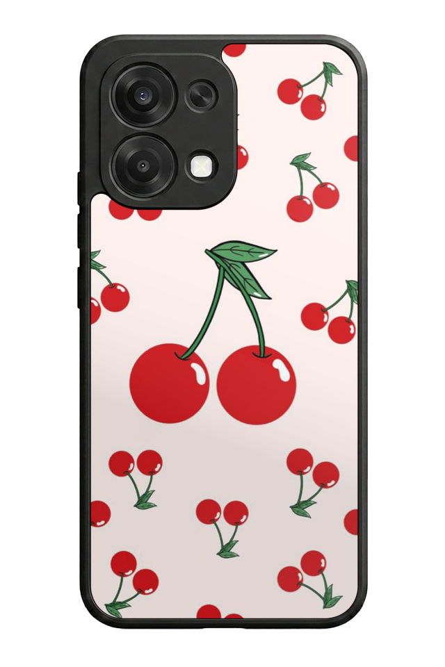 Oppo A6 Pro Uyumlu Kiraz Tasarımlı Glossy Premium Kılıf