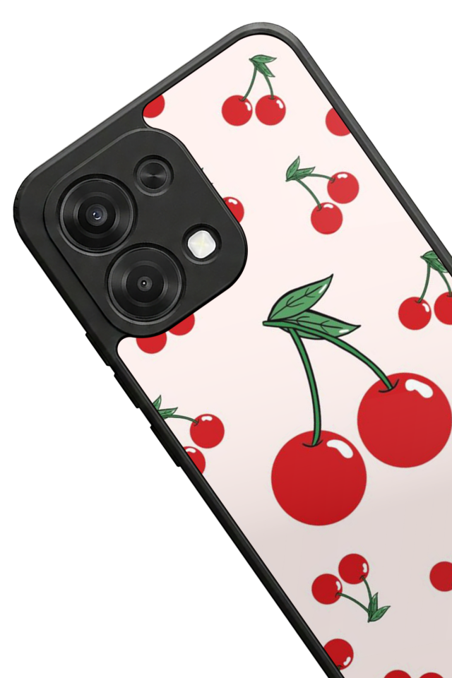 Oppo A6 Pro Uyumlu Kiraz Tasarımlı Glossy Premium Kılıf