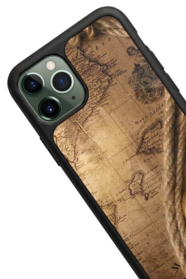 iPhone 11 Pro Uyumlu Pusula Tasarımlı Glossy Premium Kılıf