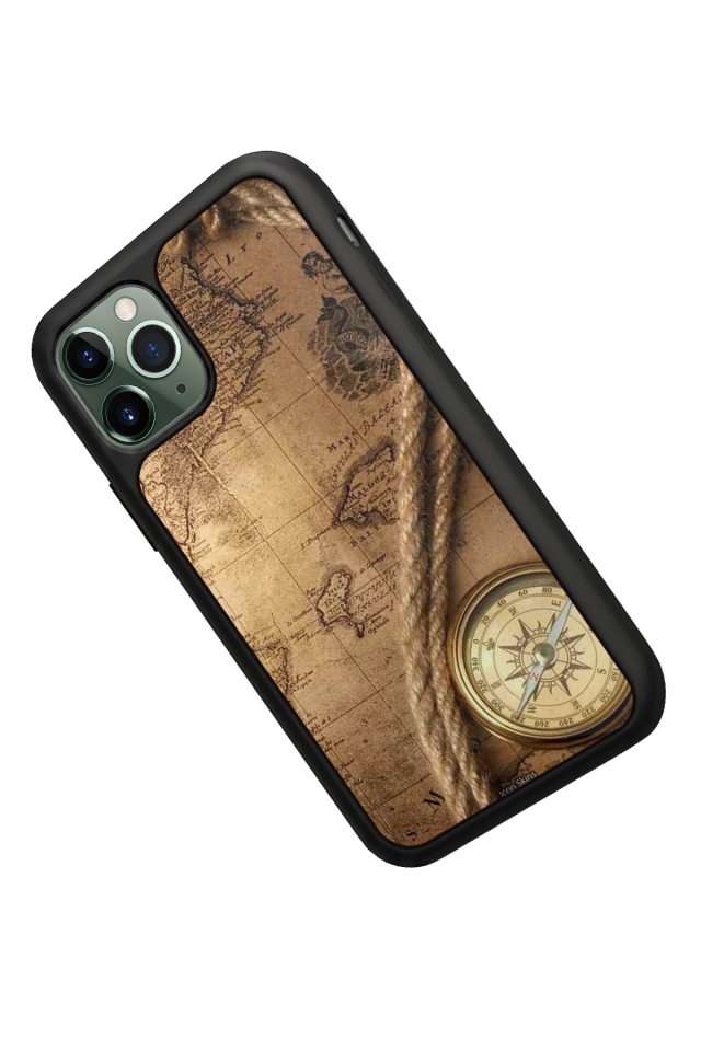 iPhone 11 Pro Uyumlu Pusula Tasarımlı Glossy Premium Kılıf