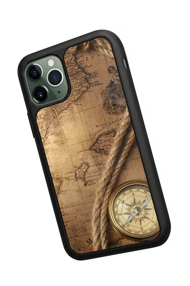 iPhone 11 Pro Uyumlu Pusula Tasarımlı Glossy Premium Kılıf