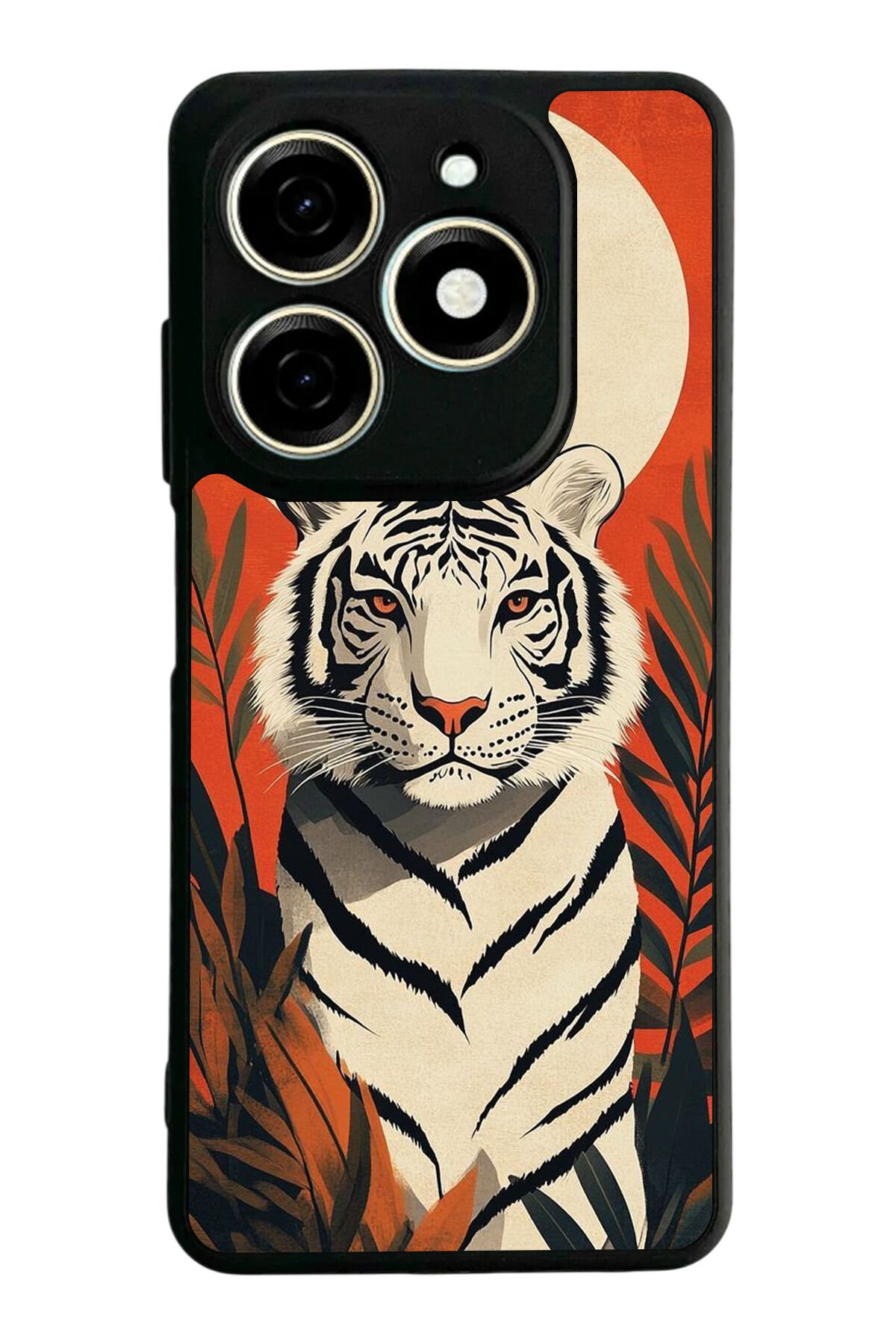 Infınıx Smart 8 Pro Uyumlu Kirmizi ve Kaplan Tasarımlı Glossy Premium Kılıf