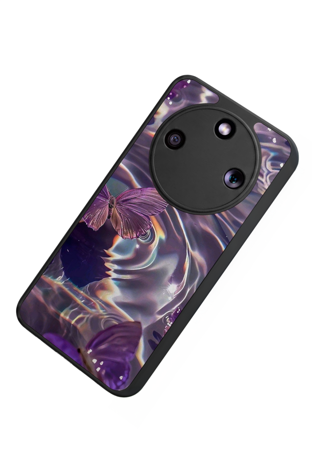 Honor Magic 8 Lite Uyumlu Kelebek Tasarımlı Glossy Premium Kılıf