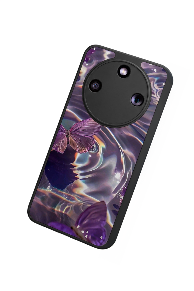 Honor Magic 8 Lite Uyumlu Kelebek Tasarımlı Glossy Premium Kılıf