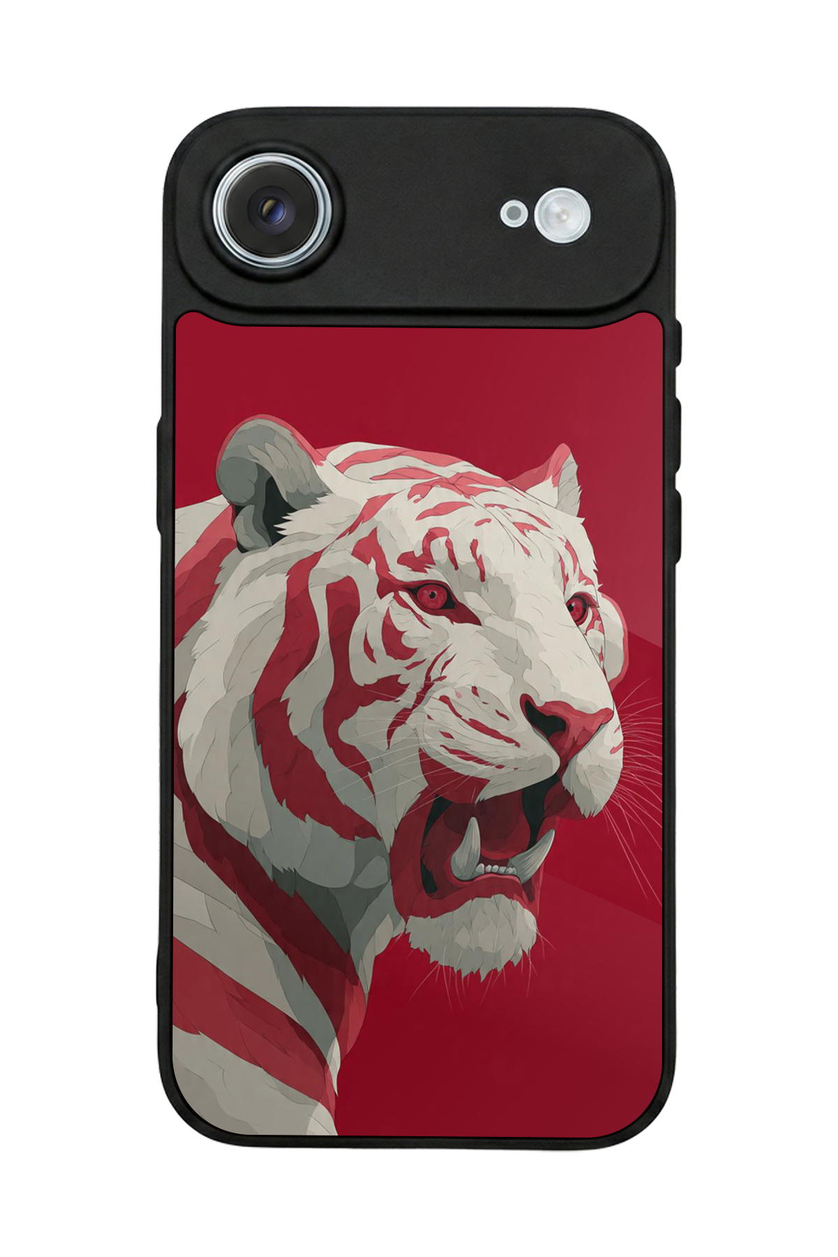 iPhone 17 Air Uyumlu Kirmizi ve Kaplan Tasarımlı Glossy Premium Kılıf
