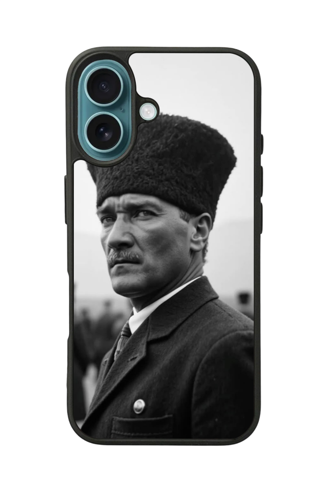 iPhone 16 Plus Uyumlu Mustafa Kemal Ataturk Tasarımlı Glossy Premium Kılıf