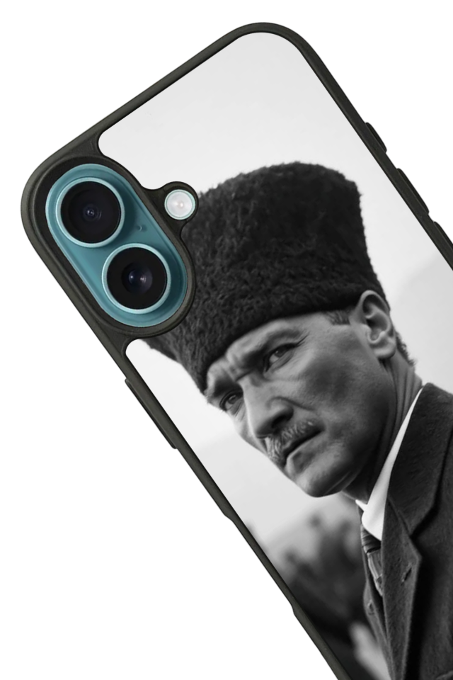 iPhone 16 Plus Uyumlu Mustafa Kemal Ataturk Tasarımlı Glossy Premium Kılıf
