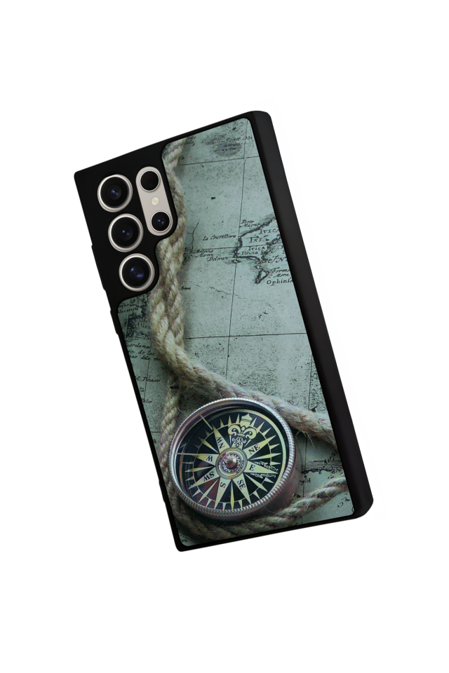Samsung Galaxy S23 Ultra Uyumlu Pusula Tasarımlı Glossy Premium Kılıf