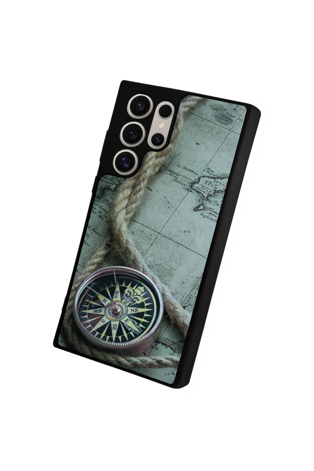 Samsung Galaxy S23 Ultra Uyumlu Pusula Tasarımlı Glossy Premium Kılıf