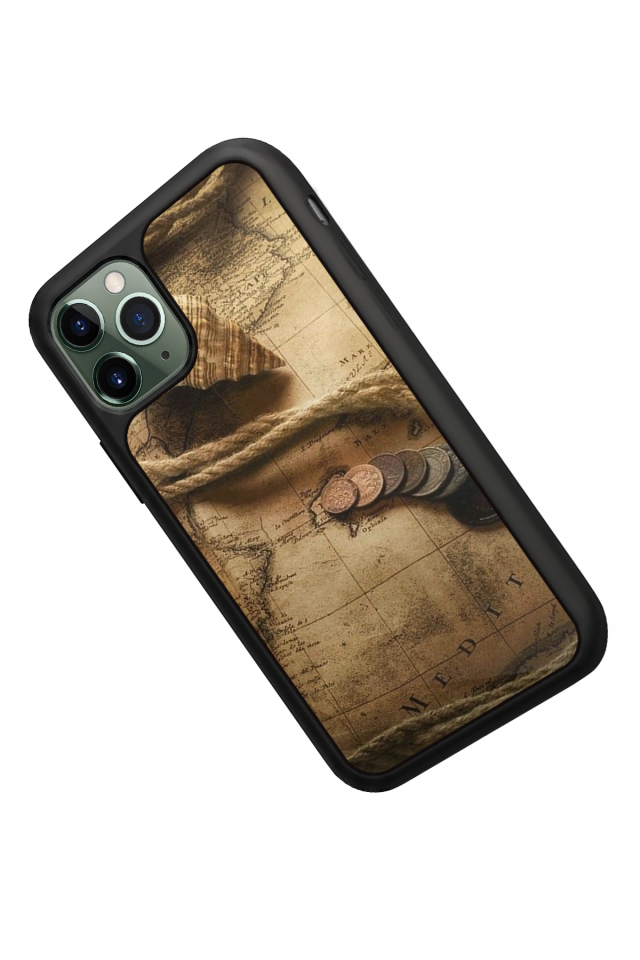 iPhone 11 Pro Uyumlu Pusula Tasarımlı Glossy Premium Kılıf