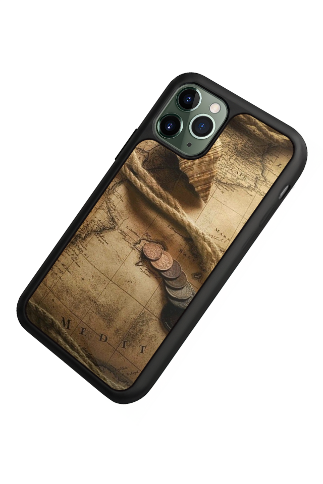 iPhone 11 Pro Uyumlu Pusula Tasarımlı Glossy Premium Kılıf