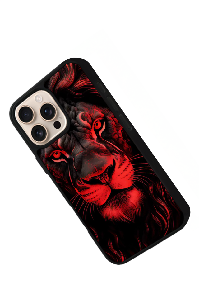 iPhone 15 Pro Max Uyumlu Aslan Tasarımlı Glossy Premium Kılıf