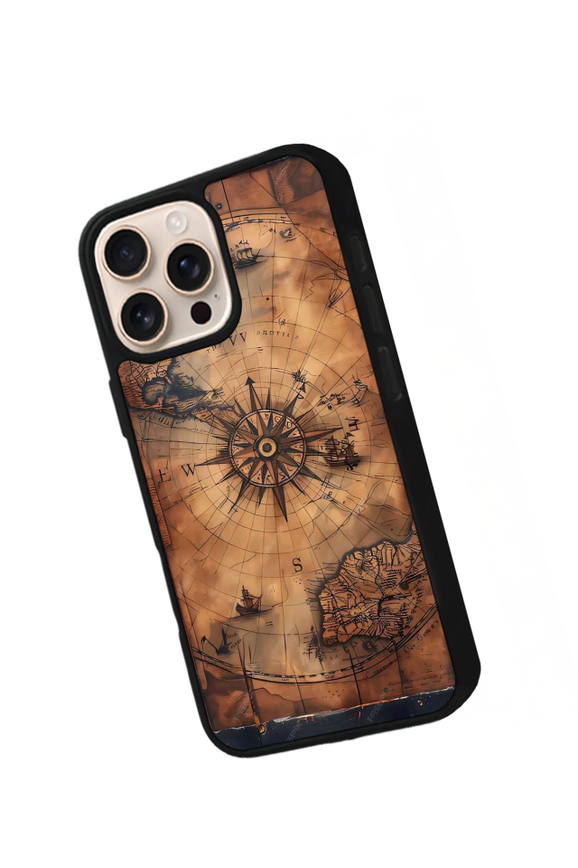 iPhone 16 Pro Max Uyumlu Harita Tasarımlı Glossy Premium Kılıf