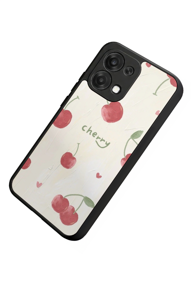 Oppo A6 Pro Uyumlu Kiraz Tasarımlı Glossy Premium Kılıf