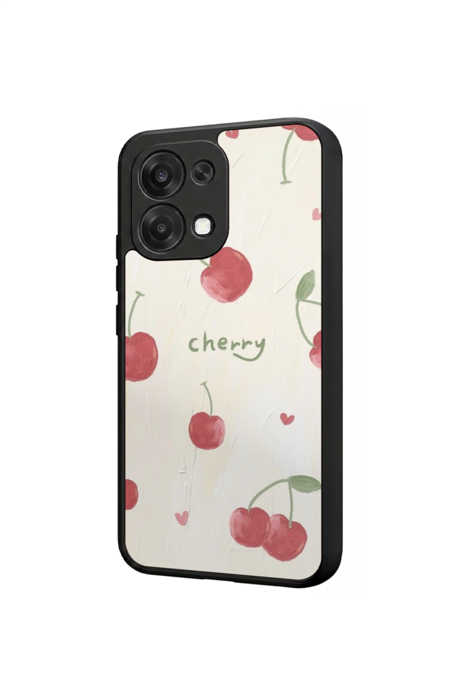 Oppo A6 Pro Uyumlu Kiraz Tasarımlı Glossy Premium Kılıf