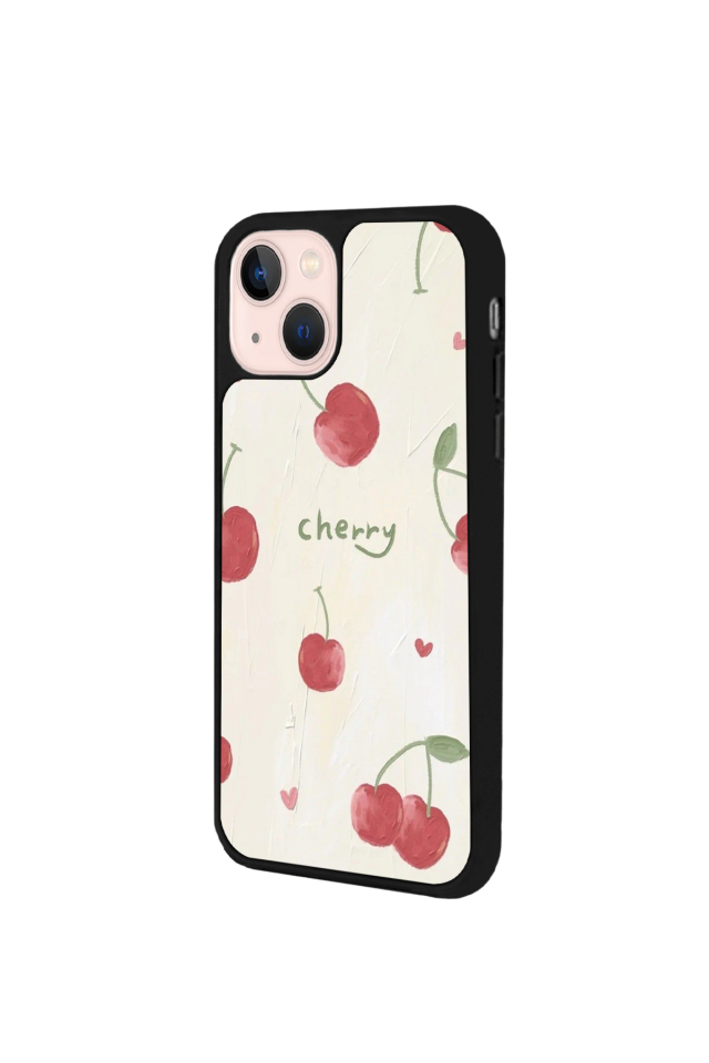iPhone 13 Mini Uyumlu Kiraz Tasarımlı Glossy Premium Kılıf