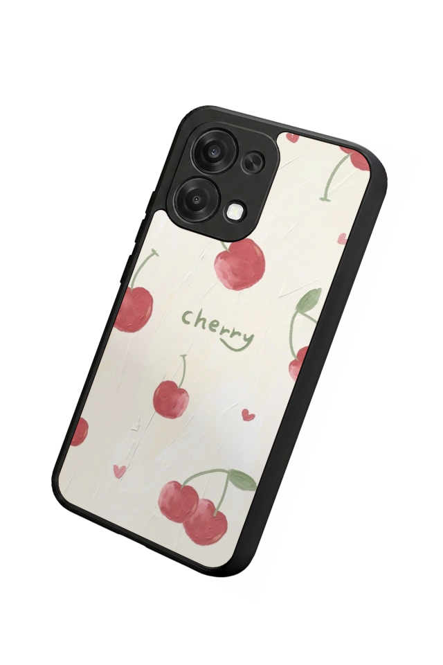 Oppo A6 Pro Uyumlu Kiraz Tasarımlı Glossy Premium Kılıf