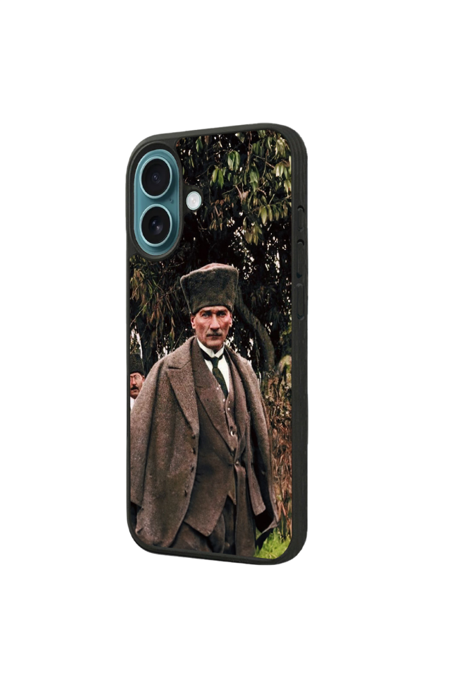 iPhone 16 Plus Uyumlu Mustafa Kemal Ataturk Tasarımlı Glossy Premium Kılıf