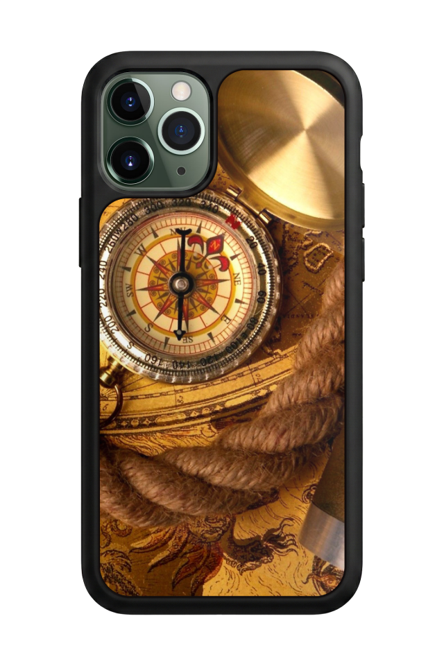 iPhone 11 Pro Uyumlu Pusula Tasarımlı Glossy Premium Kılıf