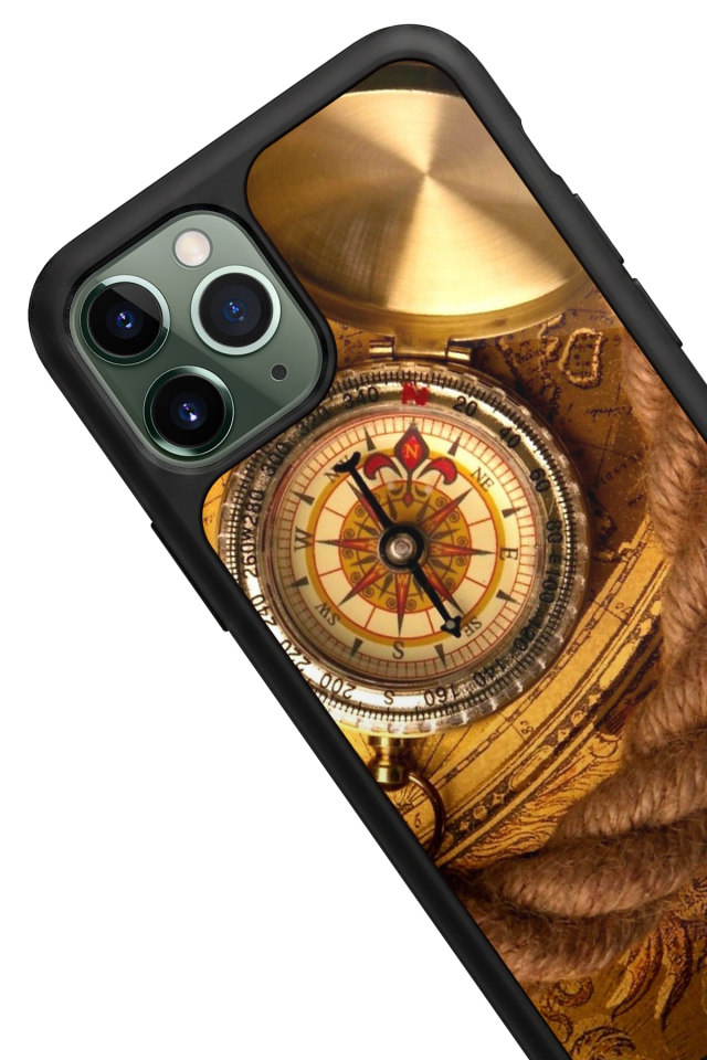 iPhone 11 Pro Uyumlu Pusula Tasarımlı Glossy Premium Kılıf