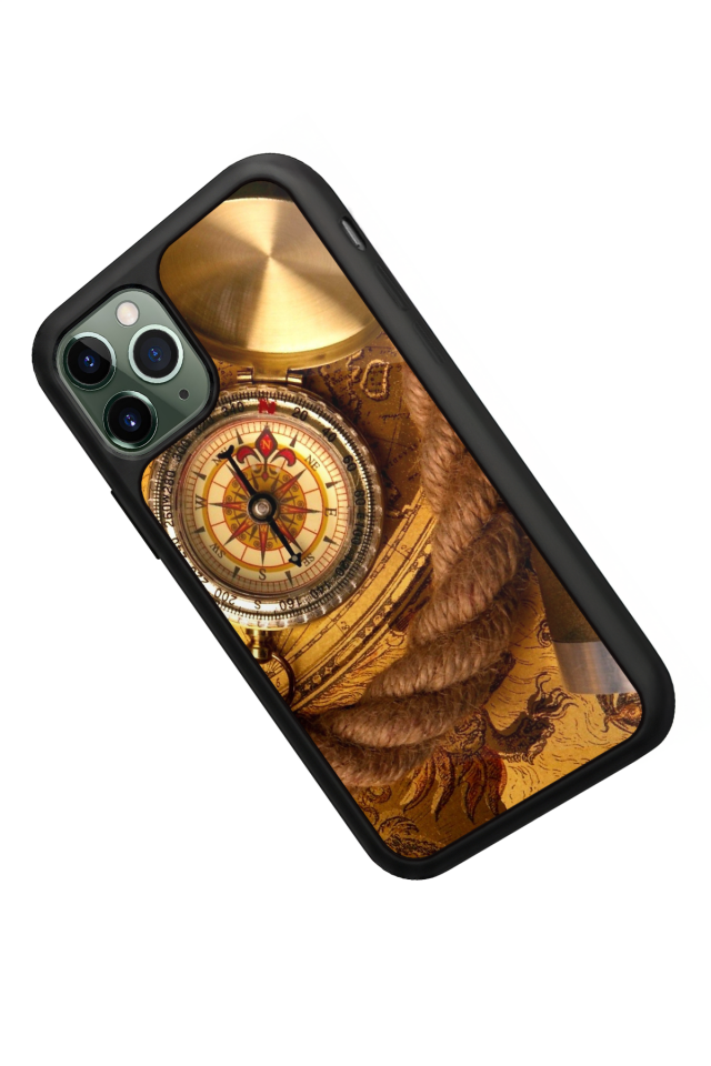 iPhone 11 Pro Uyumlu Pusula Tasarımlı Glossy Premium Kılıf