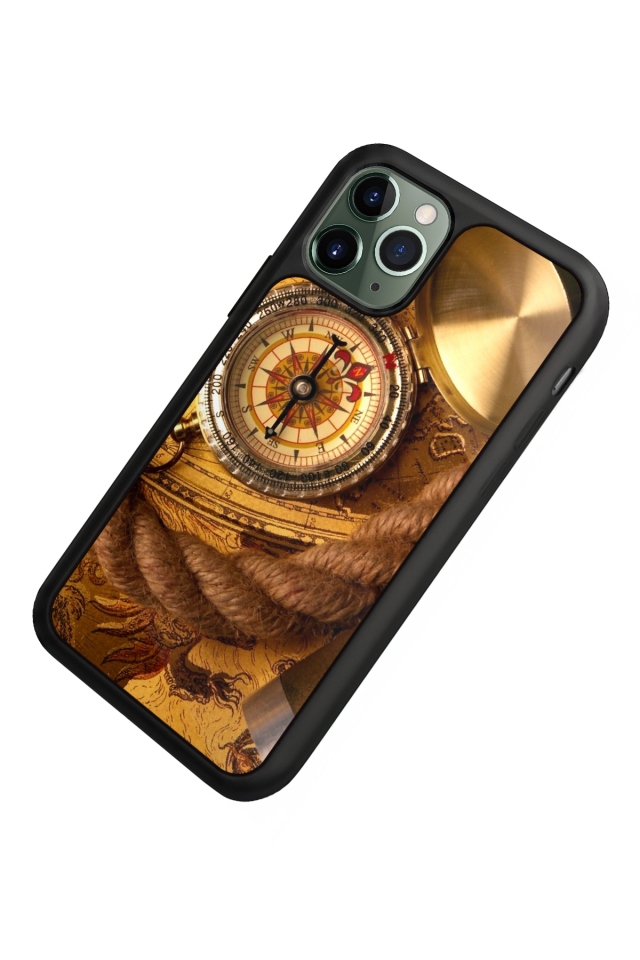 iPhone 11 Pro Uyumlu Pusula Tasarımlı Glossy Premium Kılıf
