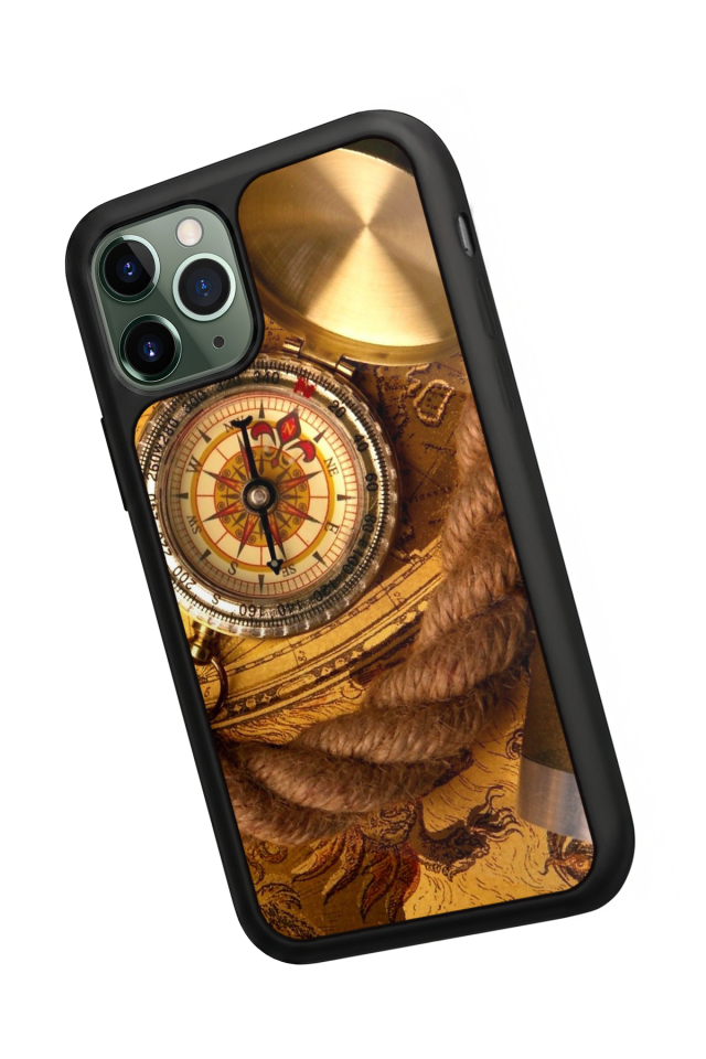 iPhone 11 Pro Uyumlu Pusula Tasarımlı Glossy Premium Kılıf