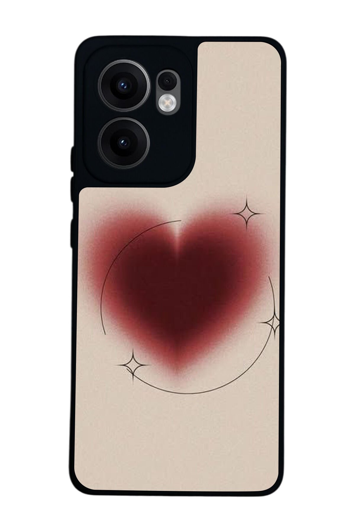 Oppo Reno 13F Uyumlu Kalp Love Tasarımlı Glossy Premium Kılıf