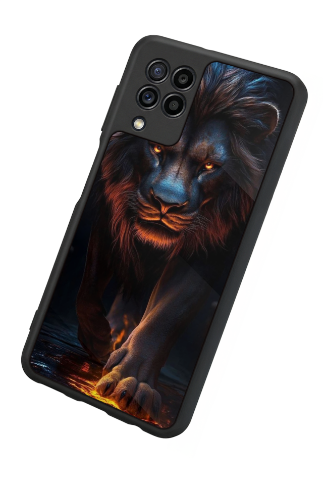 Samsung Galaxy M32 Uyumlu Aslan Tasarımlı Glossy Premium Kılıf