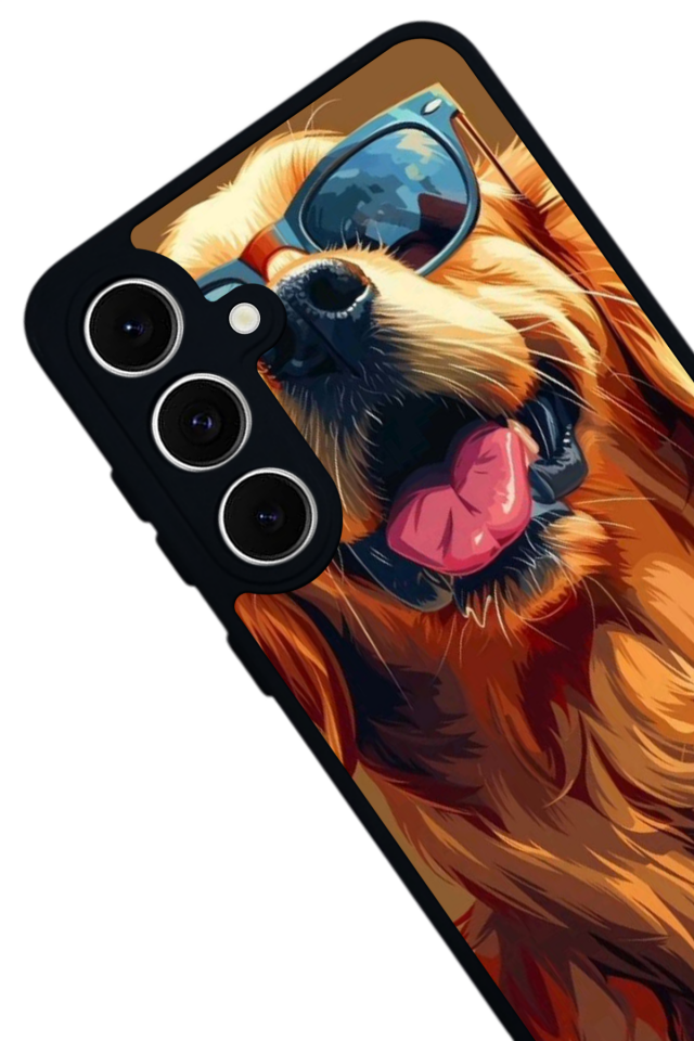 Samsung Galaxy S24 FE Uyumlu Golden Kopek Tasarımlı Glossy Premium Kılıf