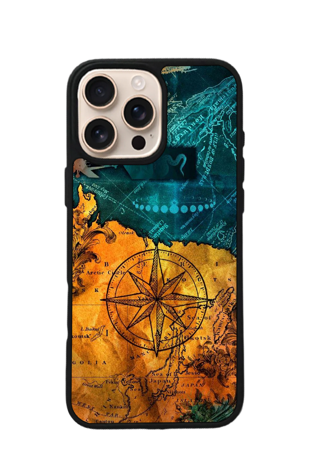 iPhone 16 Pro Max Uyumlu Harita Tasarımlı Glossy Premium Kılıf