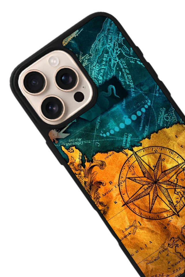 iPhone 16 Pro Max Uyumlu Harita Tasarımlı Glossy Premium Kılıf