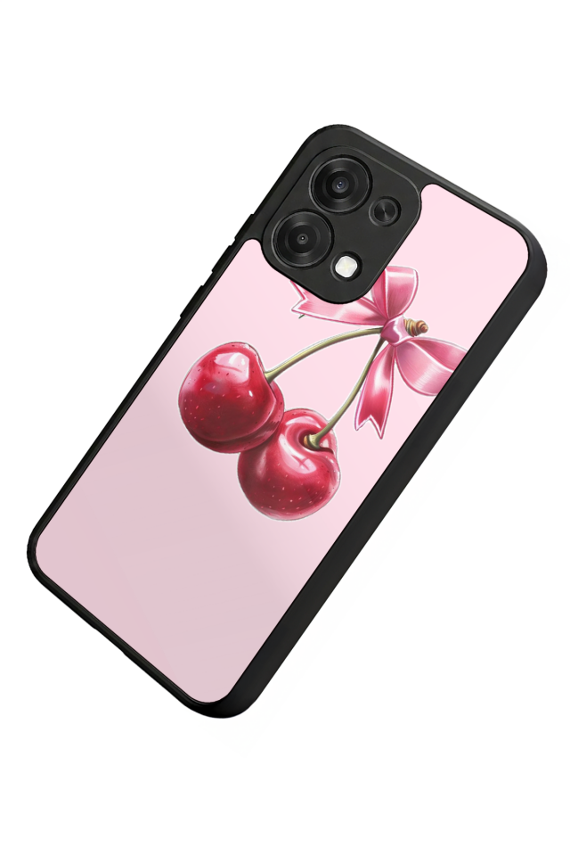 Oppo A6 Pro Uyumlu Kiraz Tasarımlı Glossy Premium Kılıf